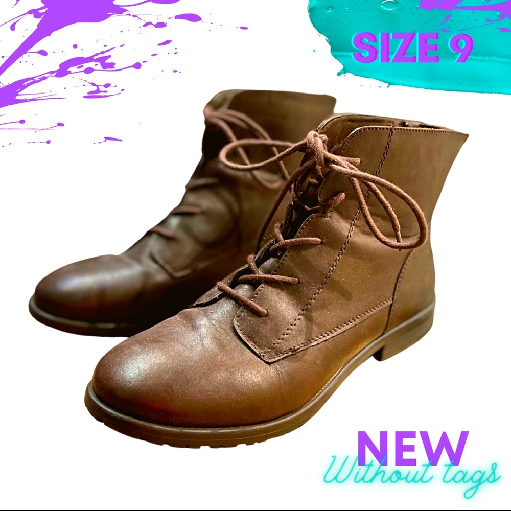 9M brown booties ✨NWOT✨ ankle lace up
